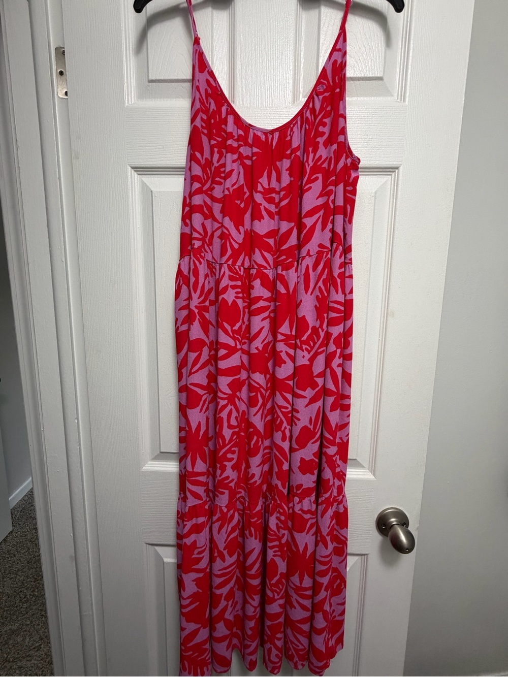 LOFT Sleeveless Red & Lavender Floral Maxi Dress
